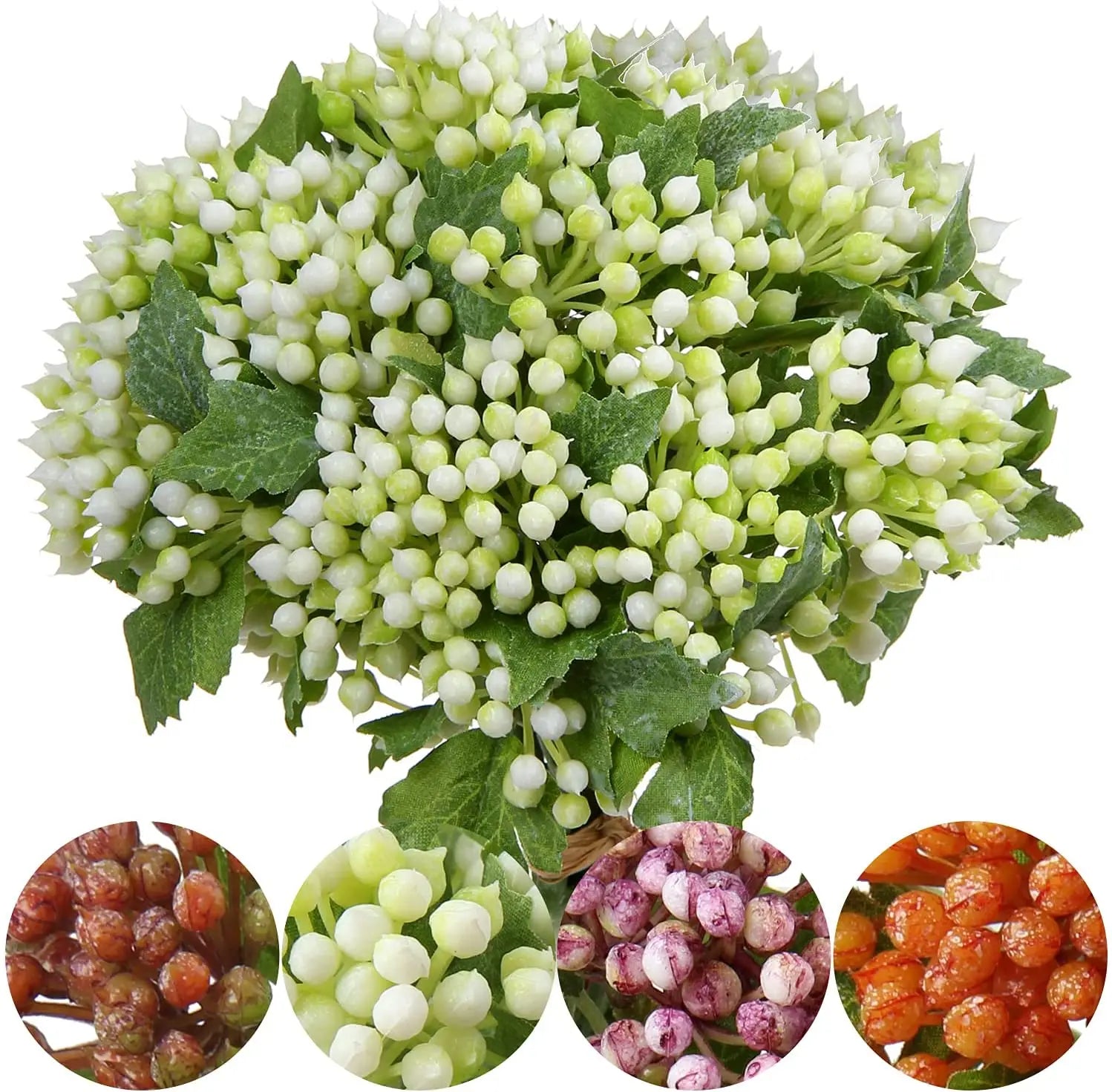 Faux Berry Picks Autumn Flower Arrangements Artificial Flower Stems for Flower Arrangements Faux Stems With Leaves Bud Stems
