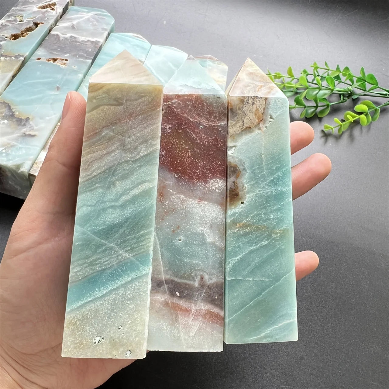 Wholesale Big Size Amazonite Point Quartz Healing Crystal Wand Tower High Quality Fashion Style Model Carved Polished Decoration