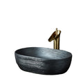 Contemporary Handmade Black Ceramic Rectangular Washbasin Color Glazed for Bathroom Sink