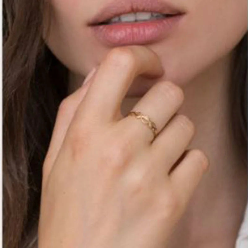 Fenny Stainless Steel Waterproof Cubic Fashion Round Hollow Out Ring for Women 18K Gold Plated Wholesale Jewelry