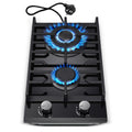 TopStrong 30cm Tempered Glass Gas Cooktop with Cast Iron Supports 5200W Black Easy Installation