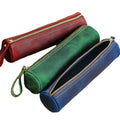 Custom School Pen Pencil Pouch Bag Student Personal Genuine Leather Durable Handmade Simple Style Customized Color Pencil Case