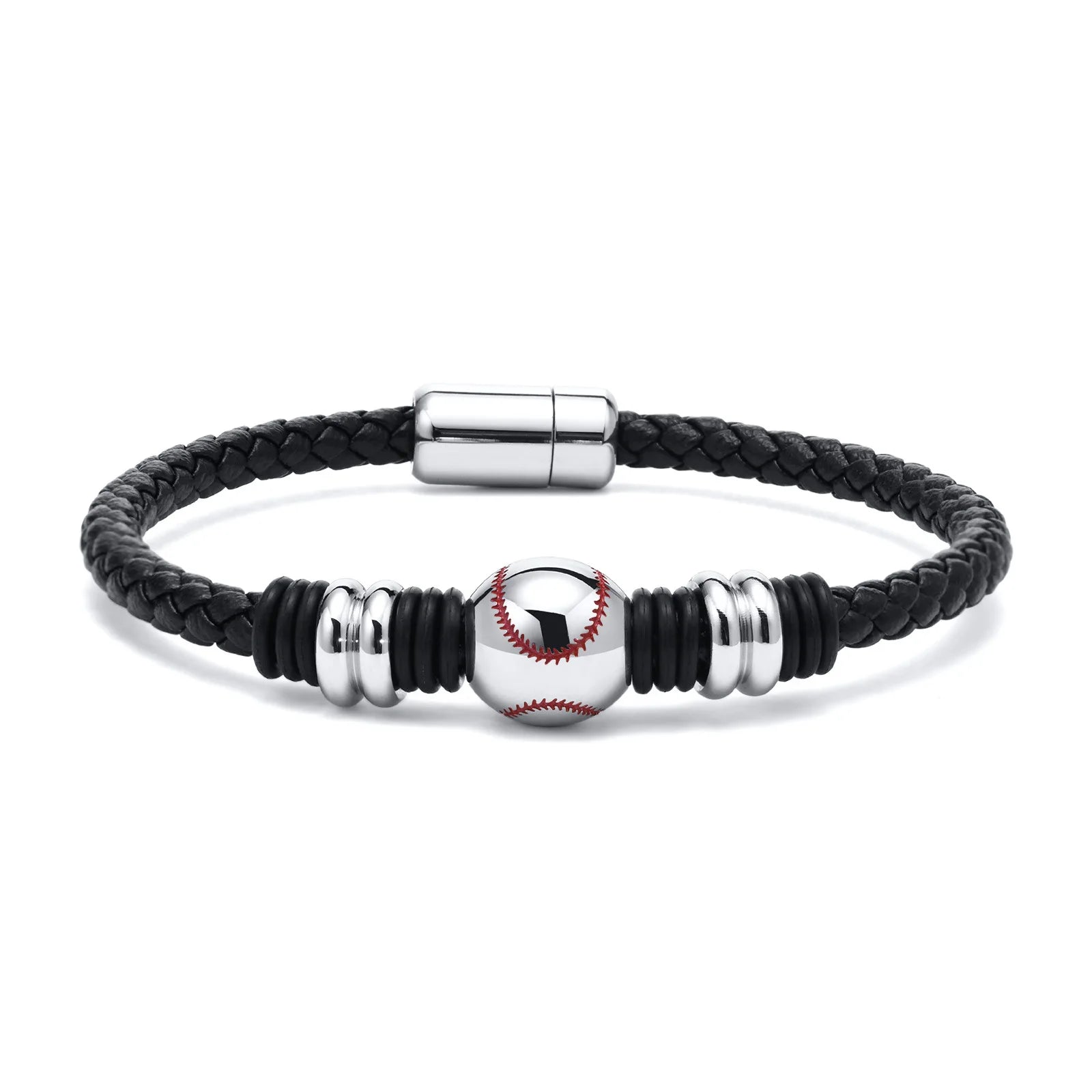 Fashion Jewelry Unisex Women Mens Baseball Leather Bracelets With Magnetic Clasp