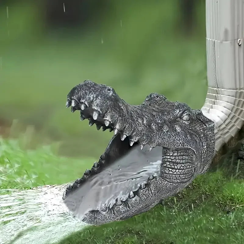 Whimsical Crocodile Head Gutter Downspout Resin FigurineGarden Decor AccentNovelty-Themed Art OrnamentUnique Functional Piece