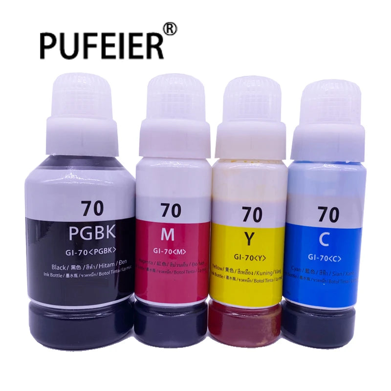 GI-70 GI70 Bottle Refill Dye Ink Compatible for Canon G6010 G5070 G6070 G7070 GM4070 G5080 G6080 G2010 Inkjet Printer Dye Ink MegaBDM