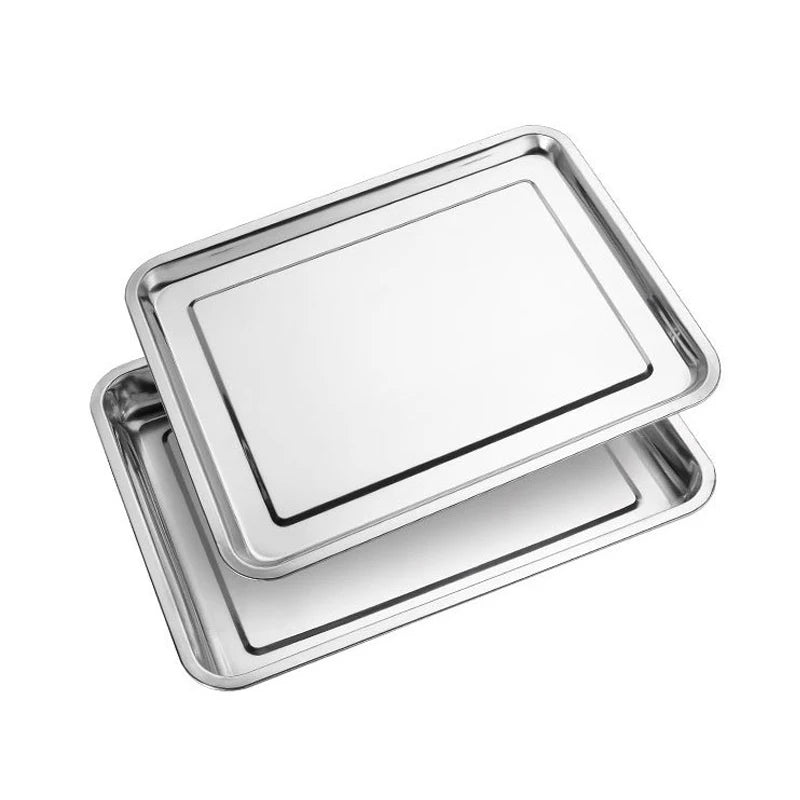 Unbreakable 410 Stainless Steel Food Serving Tray Rectangular Plant Pattern Design Eco-Friendly Cheaper Price