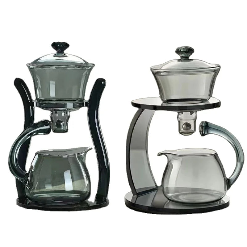 Heat-Resistant Semi-automatic Magnetic Water Diversion Rotating Lid Glass Teapot Creative Lazy High Borosilicate