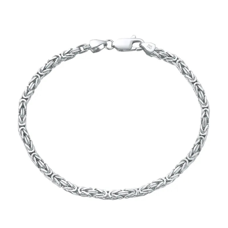 SB122 Personalized Italian 925 Sterling Silver 18K Gold 2.5mm Flat Byzantine Link Chain Bracelet for Women Men
