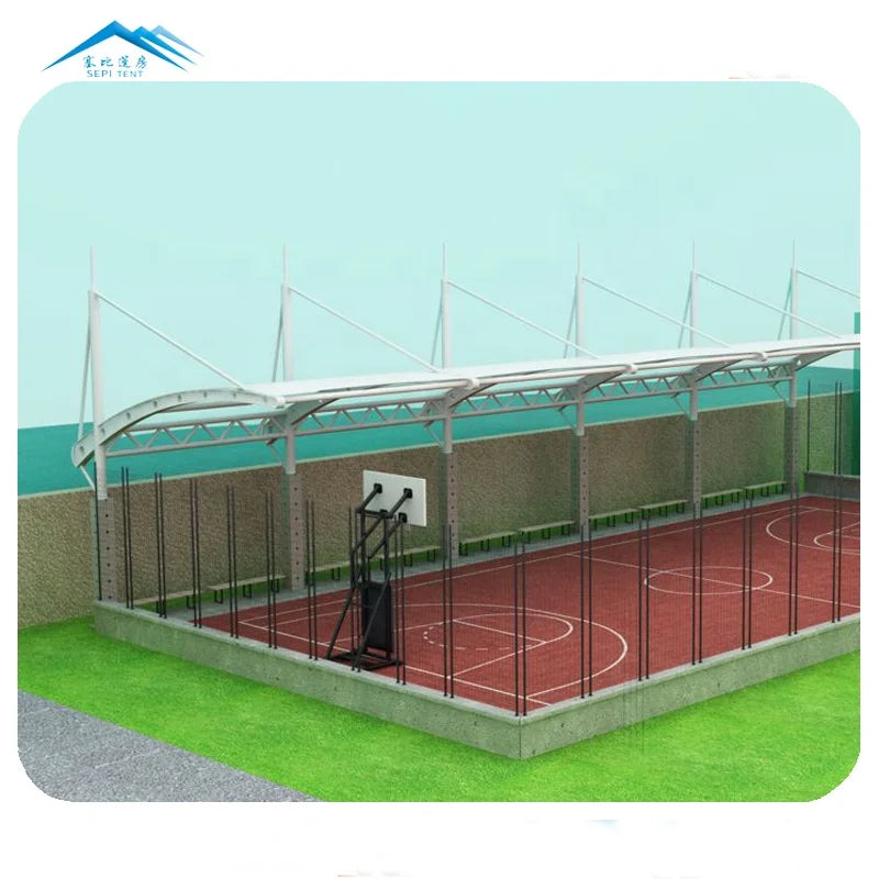 Waterproof Wind Resistant Fabric Tensile Stadium Cover Membrane Structure Tent for Tennis Basketball Football Cover Roof