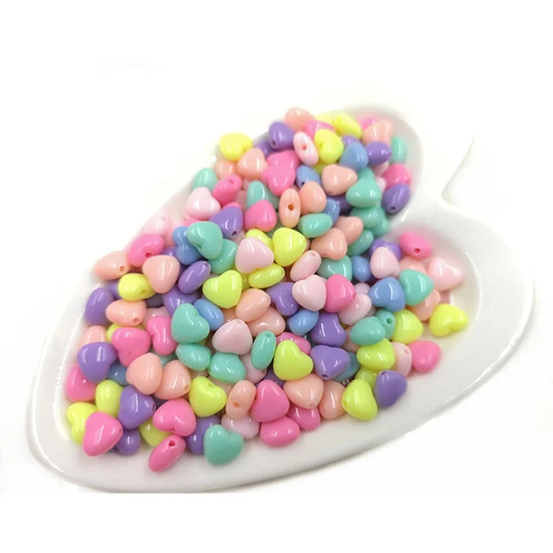 7mm Mini Macaron love Beads Small Acrylic Heart String Beads Solid Color Acrylic Diy Plastic Loose Beads Wholesale