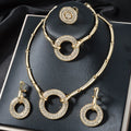 Dubai High Quality Copper Zircon Earring Ring Bracelet and Necklace Jewelry Set