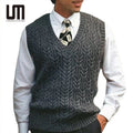 OEM ODM Wholesale Autumn Winter New Products Men V Neck Sleeveless Male Tops Basic Knitted Plus Size Sweater Vest