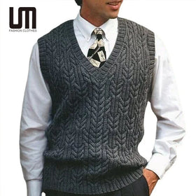 OEM ODM Wholesale Autumn Winter New Products Men V Neck Sleeveless Male Tops Basic Knitted Plus Size Sweater Vest