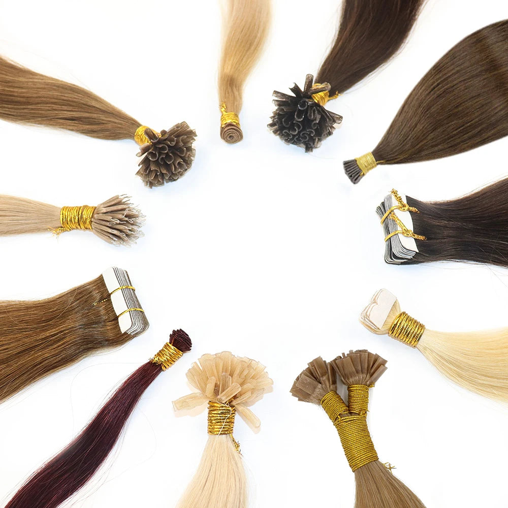 2026 New Factory  Customized  Unprocessed Virgin Human Hair Itip UTip Nano Rings Microlink Feathers Crochet Hair Extensions