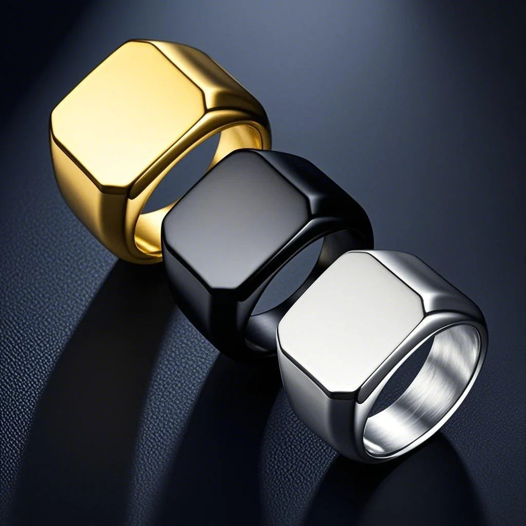 Wholesale Custom logo Stainless Steel Men's Ring Classic 18K Gold-plated Fashionable Ring Jewelry Suitable for Wedding Parties