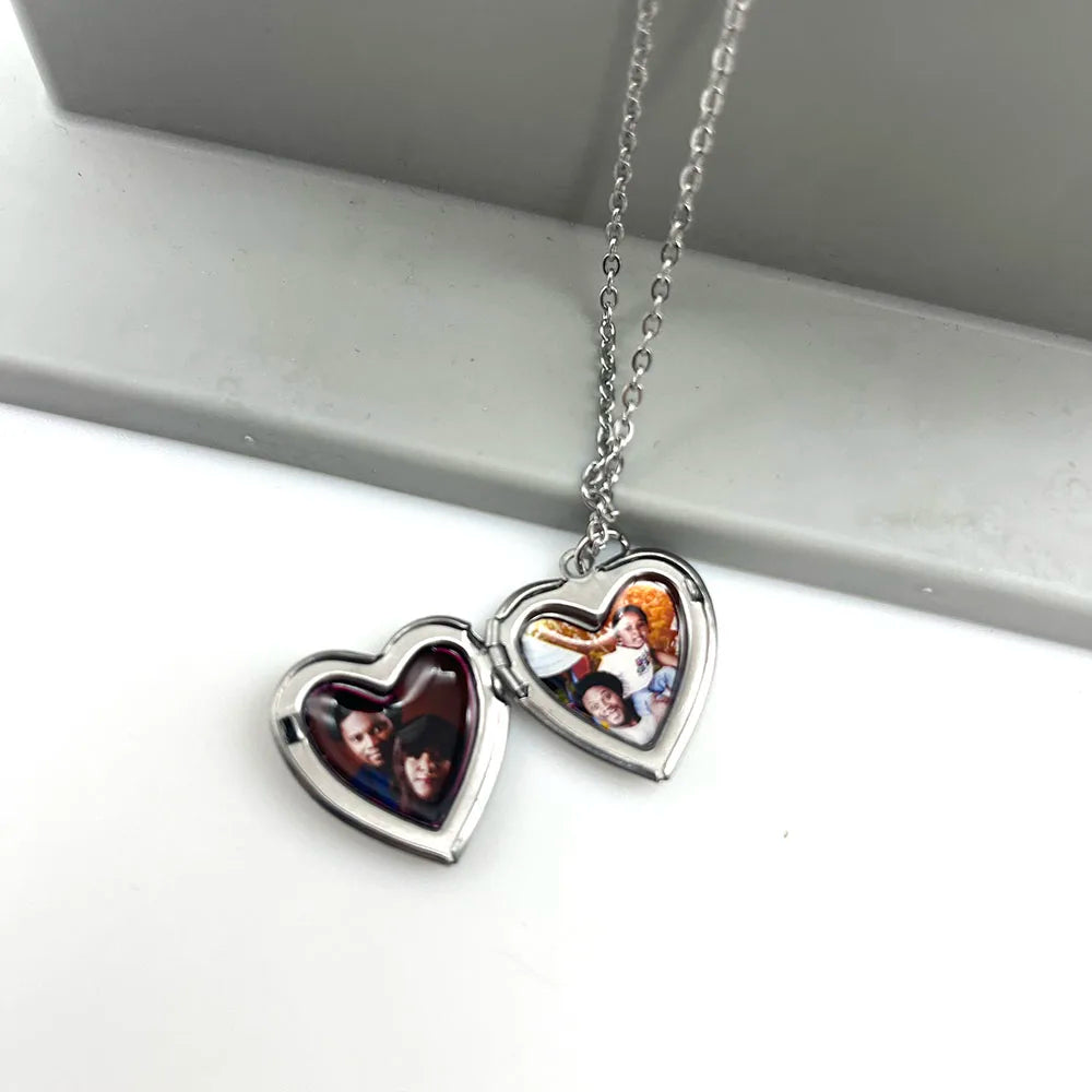 Lateefah OEM Custom Photo Album Necklace Picture Box Pendant Stainless Steel Heart Jeweley Necklace for Women