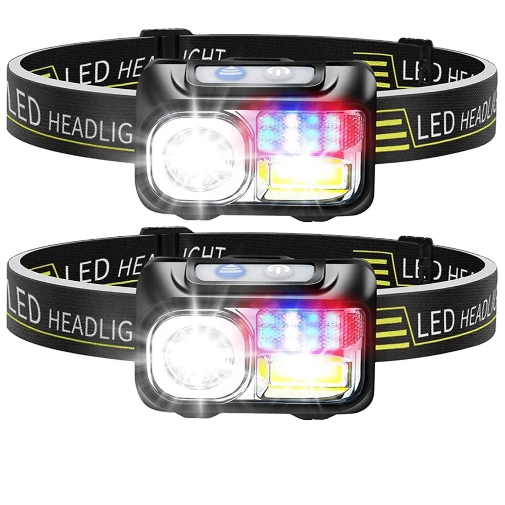 Helius Powerful Outdoor Camping 9Modes Built-in 18650 Battery Motion Sensor Rechargeable Usb Led Torch Flashlight Headlamp
