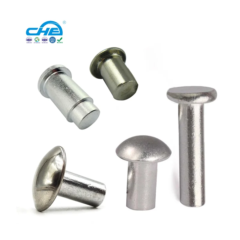 China Manufacturer Custom Solid Aluminum Rivet 1/4 X 1/2 Solid Steel Rivets 8mm M10 Stainless Steel Flat Round Head Solid Rivet