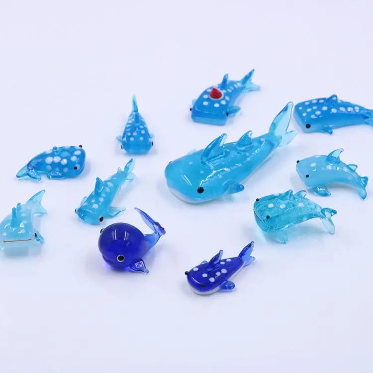Mixed Designs Handcrafted  Lampwork Murano Miniature Glass Sea Whale Dolphin Shark Figurine Marine Animals