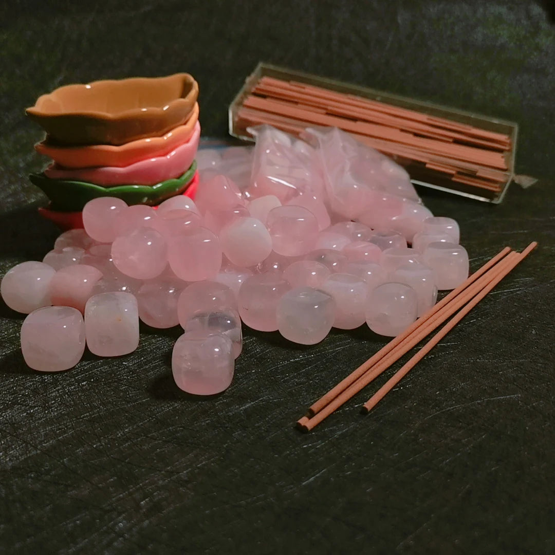 Huiying New Wholesale Cube Incense Stick Holder Rose Quartz Crystal Cube Stone Square Incense Holder