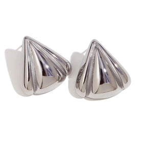 BJG0380E INS Smooth 18K Gold Plated Stainless Steel Fashion Stud Earrings Geometric Golden Triangle Petals Elegant Stylish