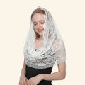 2026 Ivory White Wedding Cape Muslim Ladies Lace Shawl Scarf Bridal Mantillas for Church Wedding Lace Veil Catholic