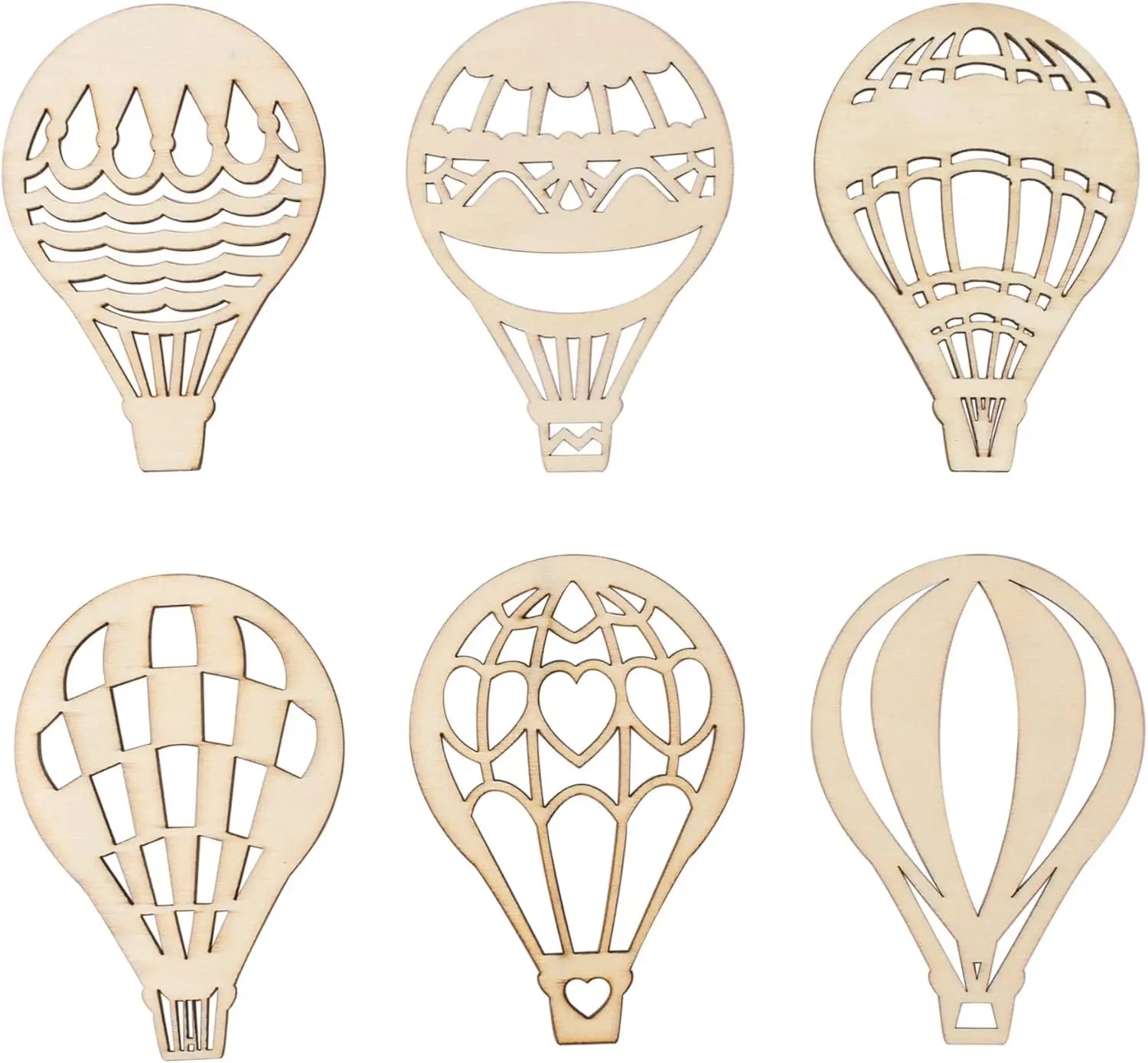 TaiLai 30 Pieces Unfinished Balloon Wooden Decorations Hot Air Balloon Wooden Cutouts for Kids DIY Home Decorations