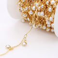 Wholesale Diy Jewelry Chain Roll 14K Gold Plated Brass Pearl Chains Fashion Bracelet Necklace Making Accessories