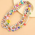 BINSHUO Bohemian Seed Bead Jewelry Acrylic Collar Painted Fruit Pearl Necklace Face Soft Clay Beaded Necklace for Women
