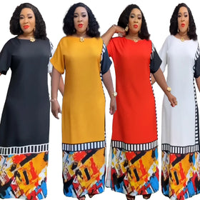 Fashion Mix African Print Dress Ponte De Roma Knit Fabric African Print Plus Size Maxi Dress Elasticity African Print Robe