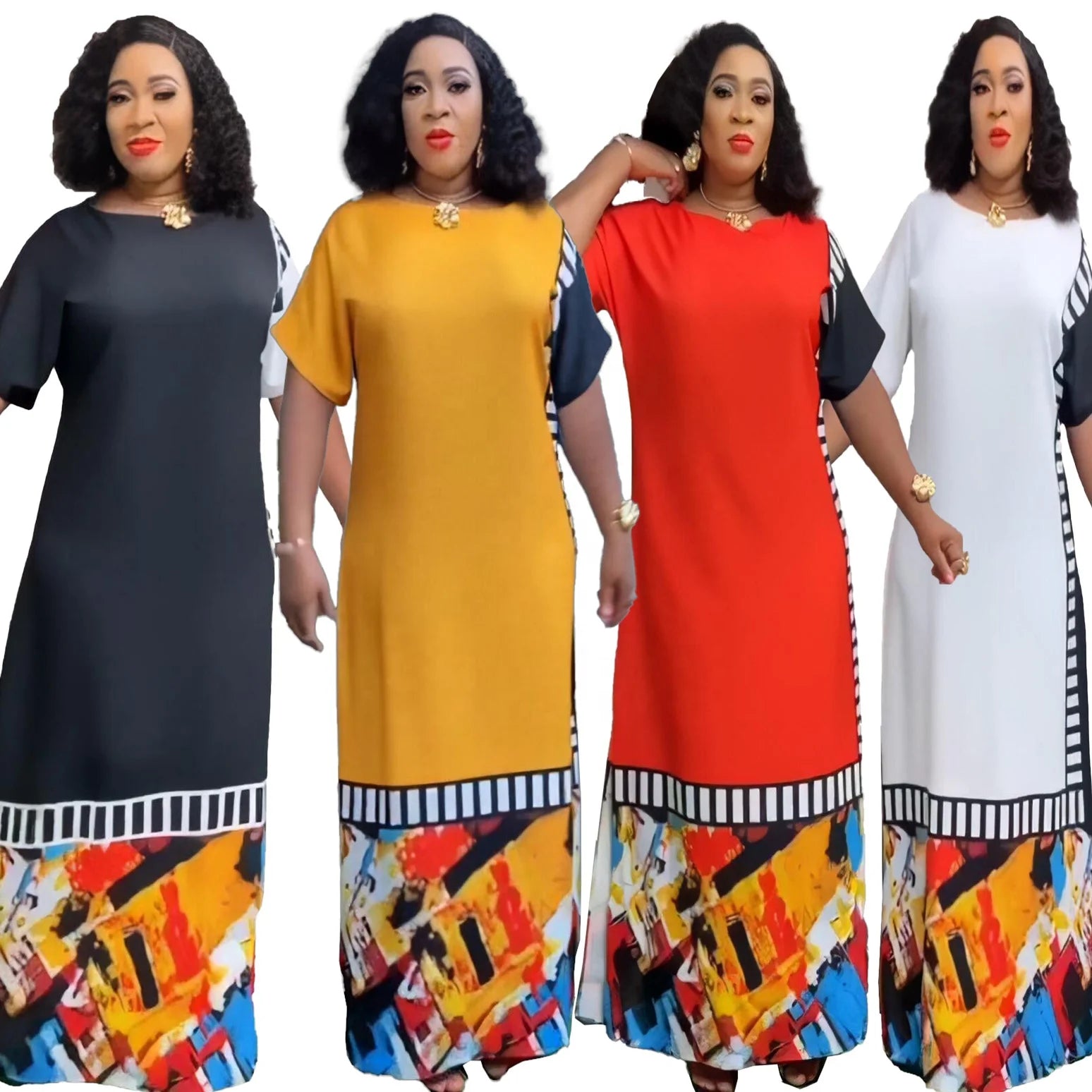 Fashion Mix African Print Dress Ponte De Roma Knit Fabric African Print Plus Size Maxi Dress Elasticity African Print Robe