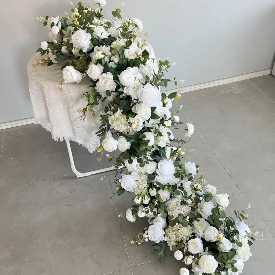 Rose Peony Flower Orchid Wedding Backdrop Arch Frame Decoration Hang Floral Row Runner for Wedding Party Event Flower Decor
