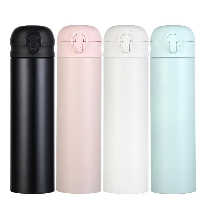 316 Stainless Steel Insulated Thermal Flasks 500ml/17oz Inox One-click Flip Cover  Vacuum Thermos Water Bottles Bouncing Cups