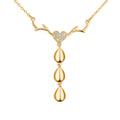 Personalized Antlers Heart Pendant Necklace Gold Plated Brass Jewelry Trendy Style for Anniversary