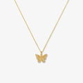 LOZRUNVE 925 Sterling Silver 18k Gold 14k Gold Jewelry Sweet Textured Butterfly Pendant Necklace