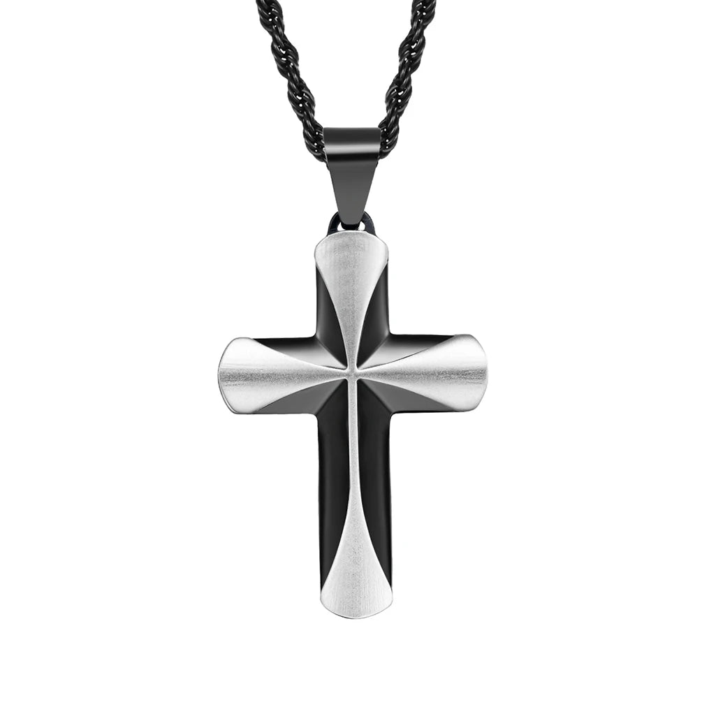 Alin Hip Hop Punk Birthday Gift High-end Stainless Steel Men's Necklace 18K Gold-Plated Cross
