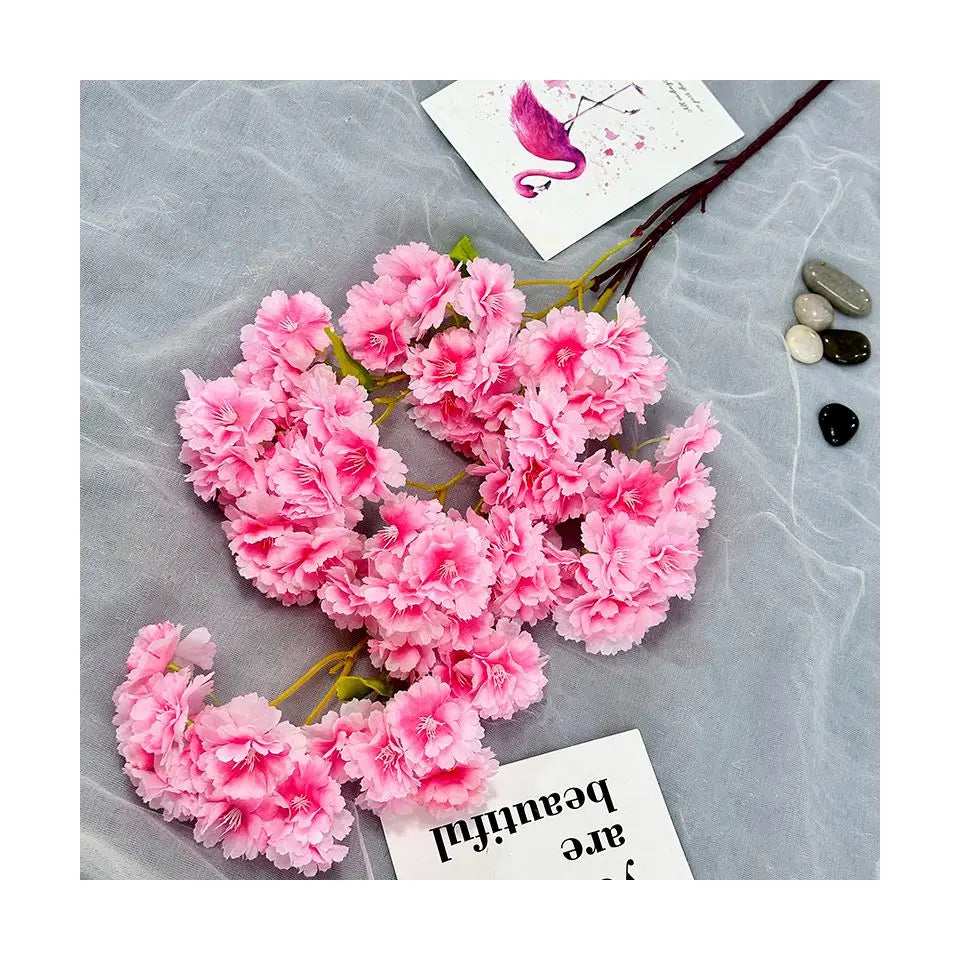 Wholesale Wedding Mother's Day Easter White Pink Sakura Silk Artificial Cherry Blossom Flowers Customized Color 96cm Decoration