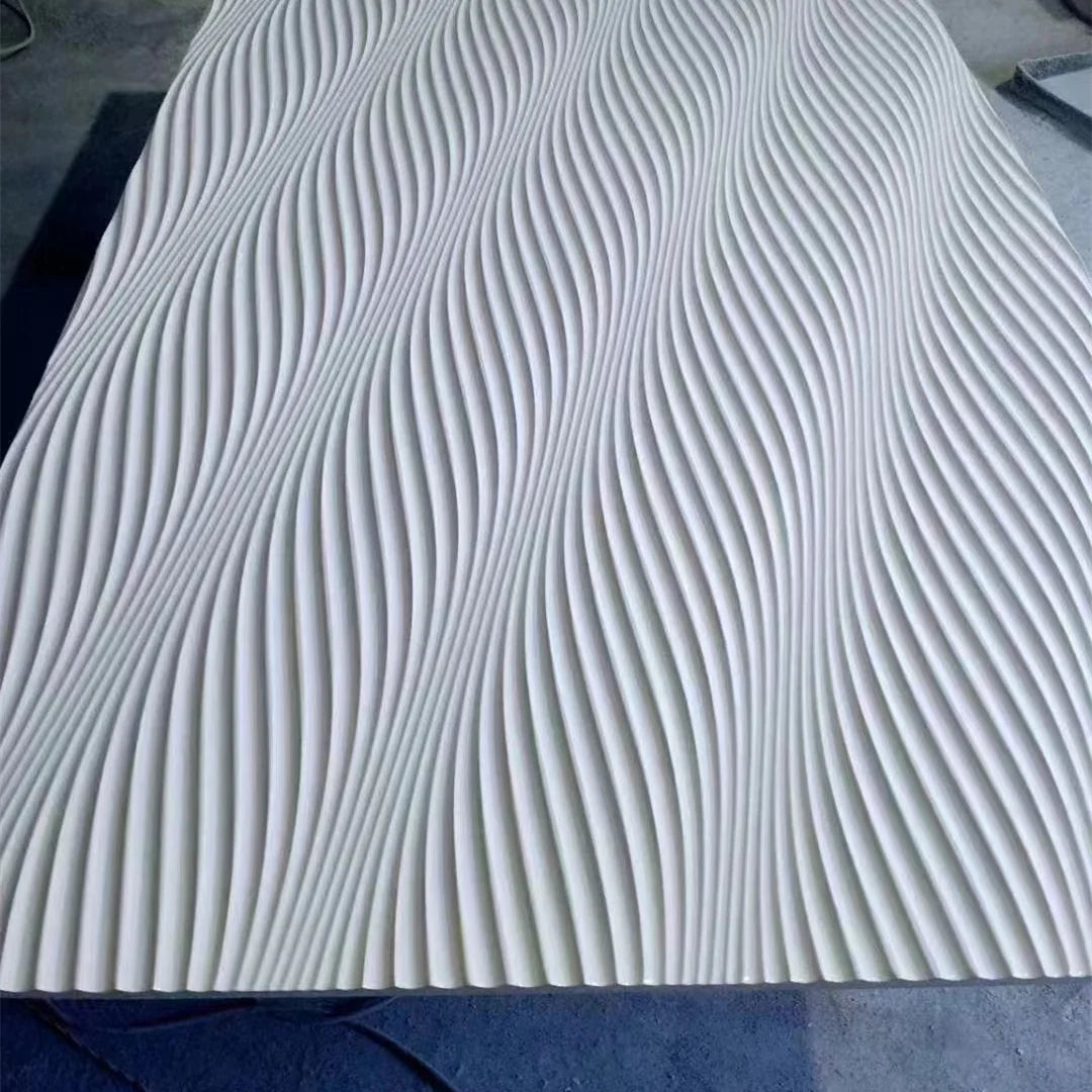 Solid Wood Carved 3D Waved MDF Wall Panels 2440x1220mm Plain Designed Interior Wall Decorations & Board