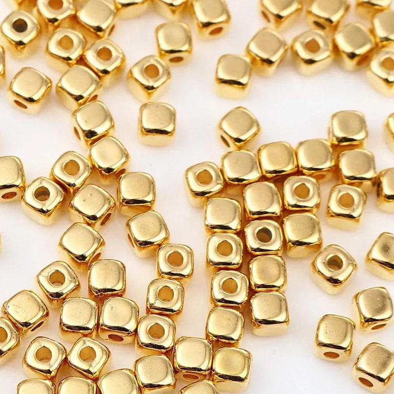 4mm 500pcs/bag Golden CCB Square Beads Rounded Corner Cube Spacer Loose Beads for Jewelry Craft Making