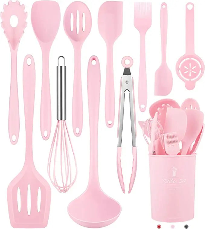 12 Piece Food Grade Heat Resistant Non Stick Free Delivery Kitchenware Utensil Set Rest Kit Cooking Silicone Kitchen Utensils