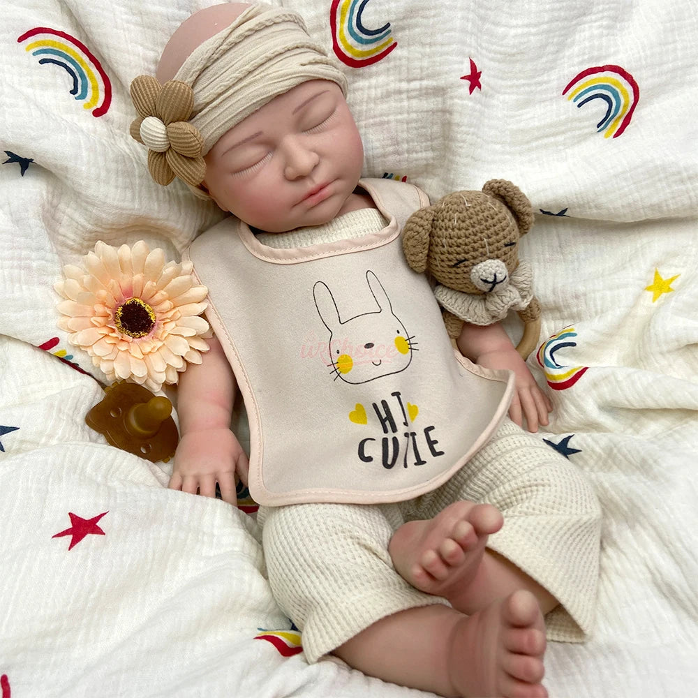 Highly Realistic Texture 22" Silicone Reborn Dolls Feeding Interactive Silicone Newborn Doll Soft Skin Touch Toys