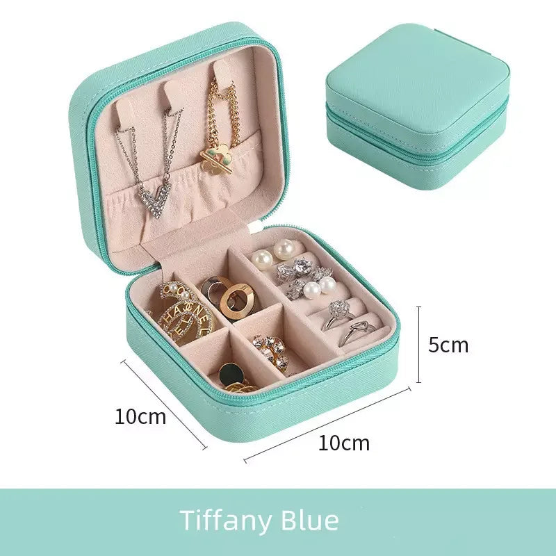 10cm Case Boxes Button Zipper Leather Storage Earring Holder PU Leather Jewelry Organizer Portable Jewelry Storage Box