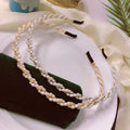 5-6mm Korean Jewelry Hair Accessories for Women 14k Gold Plated Pearls Beads Sweet Style Hair Hoop