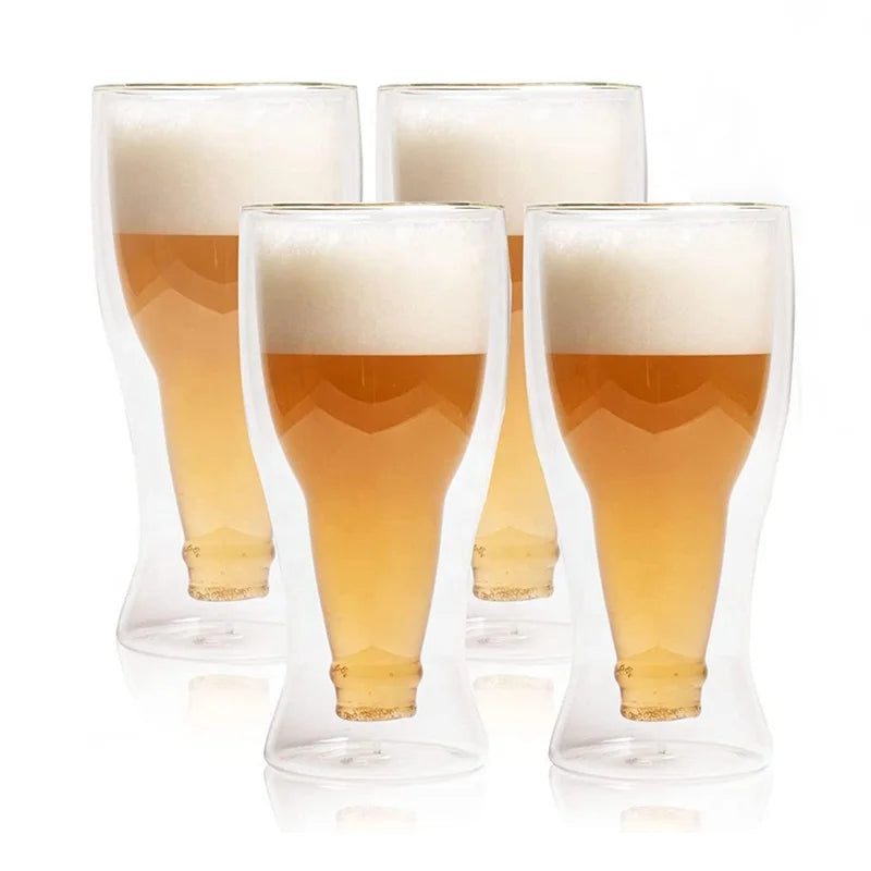 350ml Upside Down Double Wall Beer Glass Insulated Double Walled Glass and Ideal for Beer or Other Cold Beverages