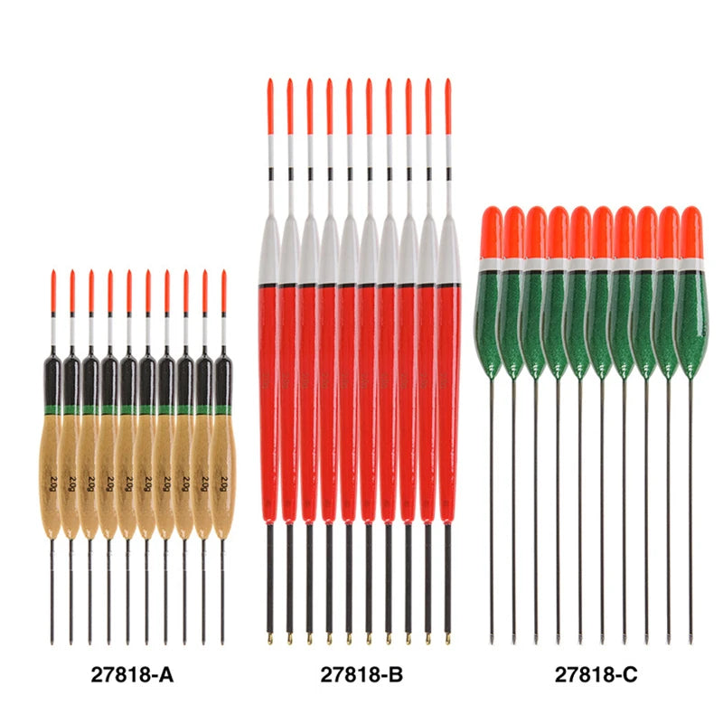 DORISEA 27818 Pack of 10 Paulownia Wooden Fishing Floats in 14CM/22CM/17CM Sizes 2G/4G/3G for River Fishing
