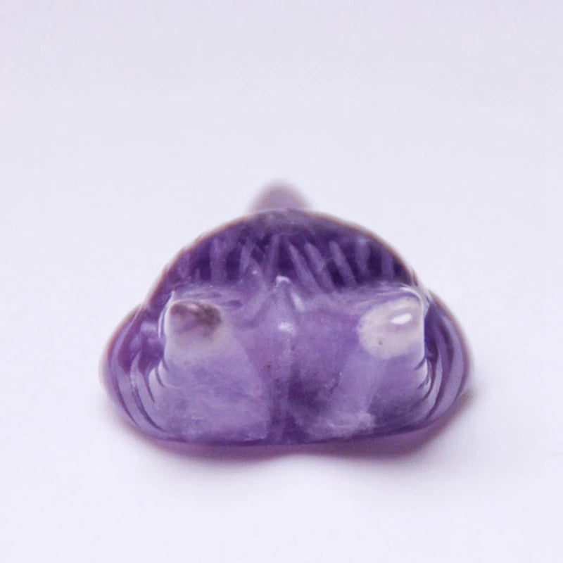 Huiying 23*33mm Semi Precious Stone Crafts Gemstones Carved Animals Natural Crystal Amethyst Fox Crafts