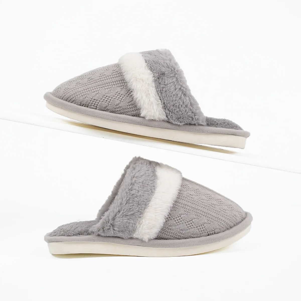 Winter Autumn  Women  Men Large Size Fuzzy Fur Plush Fleece  Home Warm Indoor Slipper