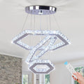 Modern 3-Ring K9 Crystal Chandelier Pendant LED Ceiling Lights for Dining Living Room Dimmable 3 Colors Changeable Chandelier