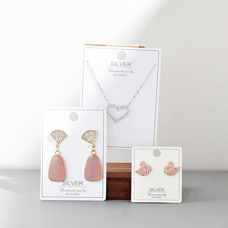 Custom Logo Kraft Paper Jewelry Display Tag Custom Printed Necklace Earrings Card Bracelet Ring Jewelry Packaging Cards
