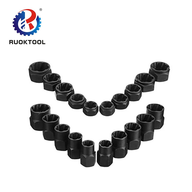 Drive Hex Impact Broken Screw and Nut Extractor Tool Set Damaged Bolt Screw Remover and Removal Stud Spanner Hand Tool Kit